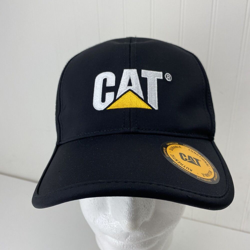 CAT Diesel Hat Black 6 Panel Magnetic Jersey Back Yellow Embroidered CAT Logo